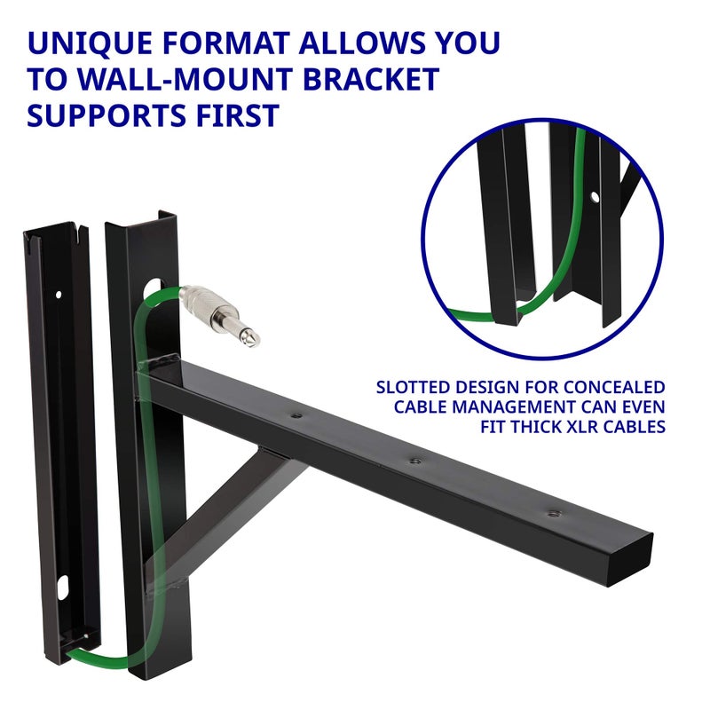 LyxPro Wall Mount Speaker Bracket for Professional Audio PA Speaker Holder Set of 2 Pair Heavy Duty Metal Supports 90 Lbs. Weight Capacity Interchangeable Posts Black - LYXWSB15B - Image 5